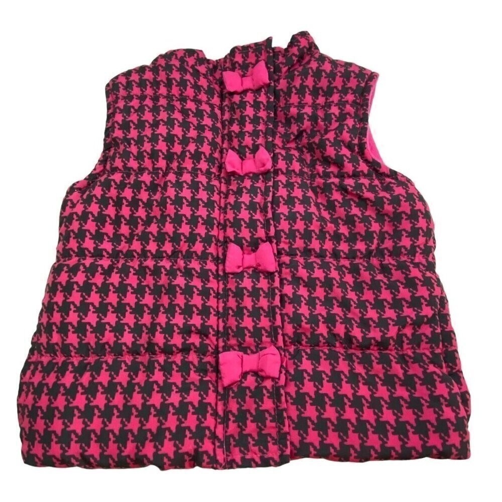 PENELOPE MACK Girls Puffer Vest Full Zip Bow Accents Child Sz 3T Pink Black 77-1